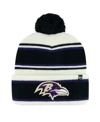 47 BRAND YOUTH BOYS AND GIRLS '47 BRAND WHITE BALTIMORE RAVENS STRIPLING CUFFED KNIT HAT WITH POM
