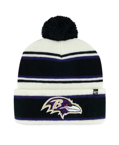 47 Brand Kids' Youth Boys And Girls ' White Baltimore Ravens Stripling Cuffed Knit Hat With Pom