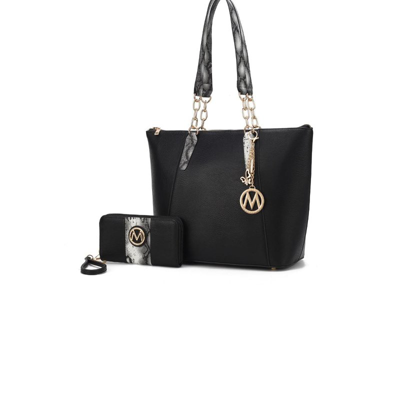 Mkf Collection By Mia K Ximena Vegan Leather Women's Tote Bag With Matching Wristlet Wallet In Black