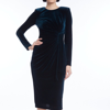 BADGLEY MISCHKA LONG-SLEEVED VELVET SHEATH WITH RUCHED FRONT