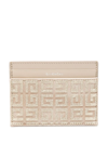 GIVENCHY NEUTRAL 4G-EMBROIDERED LEATHER CARD HOLDER
