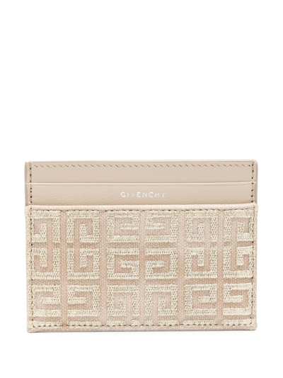 Givenchy Neutral 4g-embroidered Leather Card Holder In Neutrals