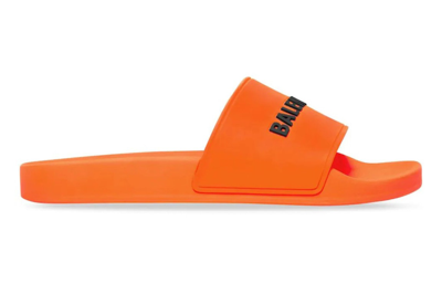 Pre-owned Balenciaga Logo Slide Fluo Orange