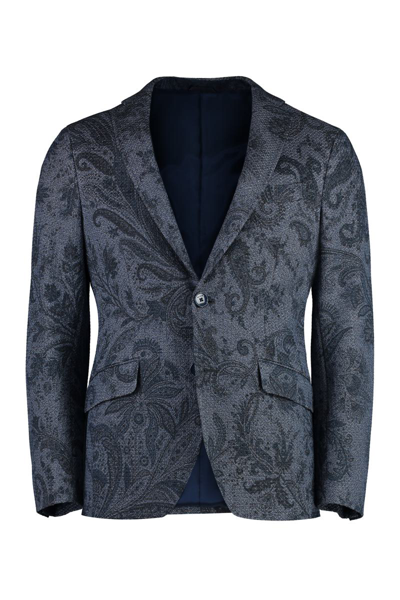 Etro Single-breasted Two-button Jacket In Blue