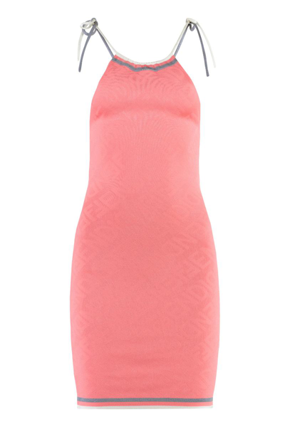Fendi Logo Motif Midi Dress In Rosa