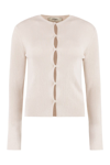 Fendi Ribbed Cardigan With Cut-outs In Ivory