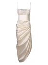 Jacquemus La Saudade Longue Brodee Draped Midi Dress In White