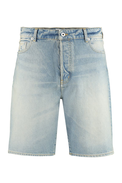 Kenzo Knee-length Denim Shorts In Stone Bl Dirty Blue Denim
