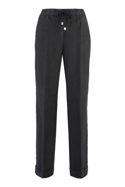 Peserico Linen Trousers In Grey