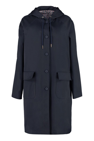 Thom Browne Nylon Tech Hooded Parka In Navy