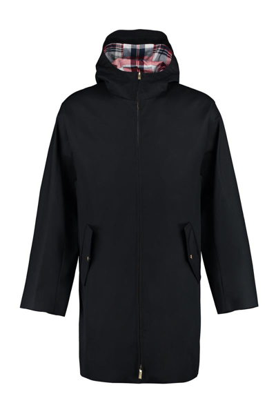 Thom Browne Hooded Cotton Parka In Navy