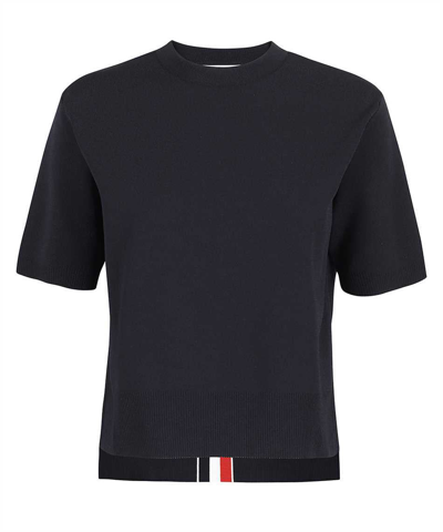 Thom Browne T-shirt With Rwb Inlay In Blue