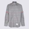 THOM BROWNE THOM BROWNE MED GREY COTTON PLAID CHECK PRINT SHIRT