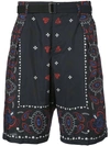 SACAI paisley print belted shorts,1701401M