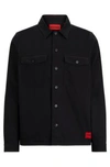 Hugo Oversize-fit Overshirt In Cotton Twill With Camp Collar In Black
