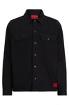 Hugo Boss Oversize-fit Overshirt In Cotton Twill With Camp Collar In Black