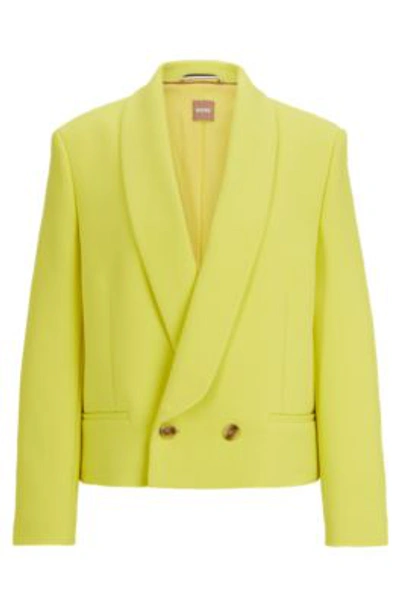 Hugo Boss Relaxed-fit Jacket In A Cotton Blend In Yellow