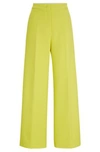 Hugo Boss Wide-leg Trousers In A Cotton Blend In Yellow