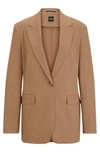 Hugo Boss Regular-fit Jacket In A Linen Blend In Beige