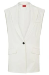Hugo Boss Sleeveless Oversize-fit Jacket In Stretch Cloth In White