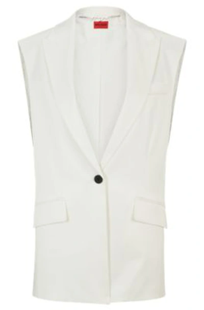 Hugo Sleeveless Oversize-fit Jacket In Stretch Cloth In White
