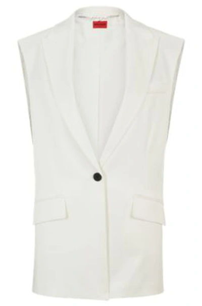 Hugo Boss Sleeveless Oversize-fit Jacket In Stretch Cloth In White