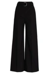 Hugo Boss Boss Tasena Belted Linen Blend Wide Leg Pants In Black