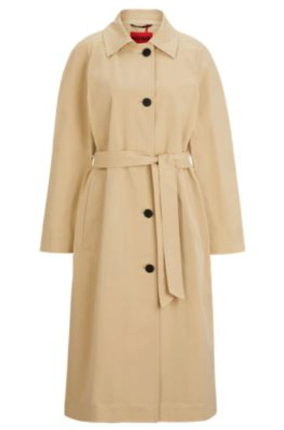 Hugo Relaxed-fit Trench Coat In Stretch Cotton In Light Beige