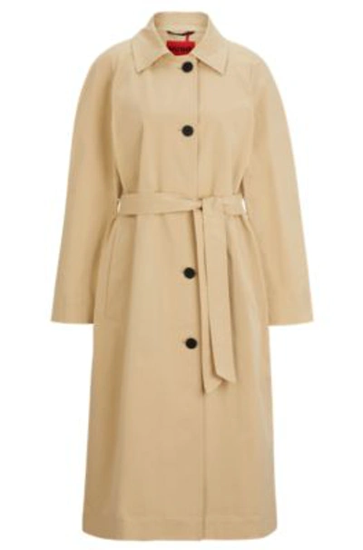 Hugo Boss Relaxed-fit Trench Coat In Stretch Cotton In Light Beige