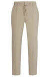 Hugo Boss Relaxed-fit Trousers In A Linen Blend In Khaki