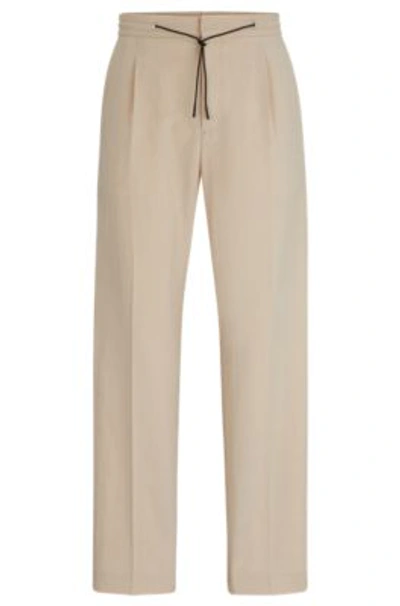 Hugo Modern-fit Trousers In Linen-look Material In Beige