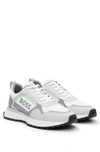 Hugo Boss Mixed-material Lace-up Trainers With Faux Leather In White