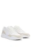 Hugo Boss Mixed-material Lace-up Trainers With Embroidered Mesh In White