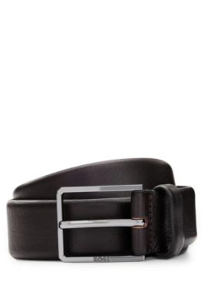 BOSS - Pin-buckle belt in vegetable-tanned leather