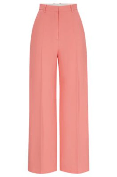 Hugo Boss High-waisted Relaxed-fit Trousers With Wide Leg In Light Purple