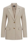 Hugo Boss Single-breasted Jacket In Stretch Fabric In Light Beige