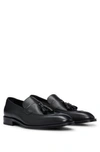 Hugo Boss Leather Loafers With Tassel Trim In Black