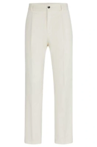 Hugo Formal Trousers In Performance-stretch Cotton In White