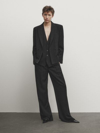 Massimo Dutti Anzughose Mit Nadelstreifen Und Bundfalten In Black