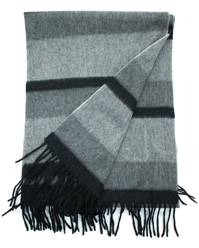 Portolano Woven Striped Throw With Fringes In Black