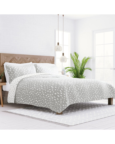Home Collection All Season Painted Dots Reversible Quilt Set In Gray