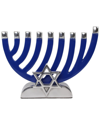 NOBLE GIFT NOBLE GIFT METAL CANDLE MENORAH BLUE ENAMEL WITH STAR OF DAVID