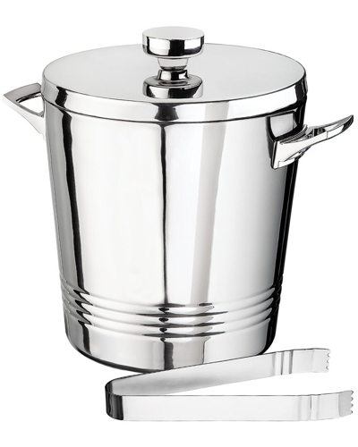 Godinger Top Shelf Double Walled Ice Bucket With Tongs In Silver