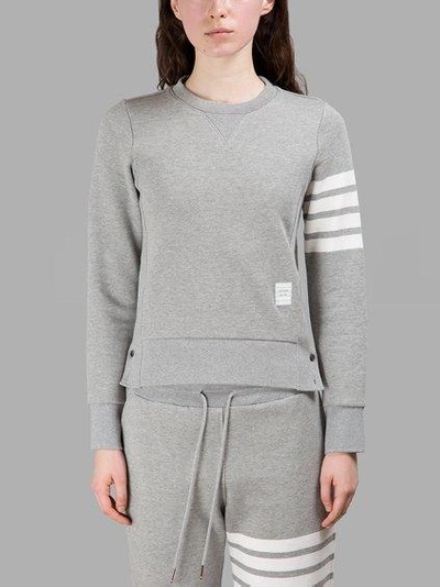 Thom Browne Striped Cotton-jersey Sweatshirt In Grey
