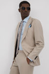 Reiss Stone Slim Fit Wool Blend Single Breasted Blazer In Stone
