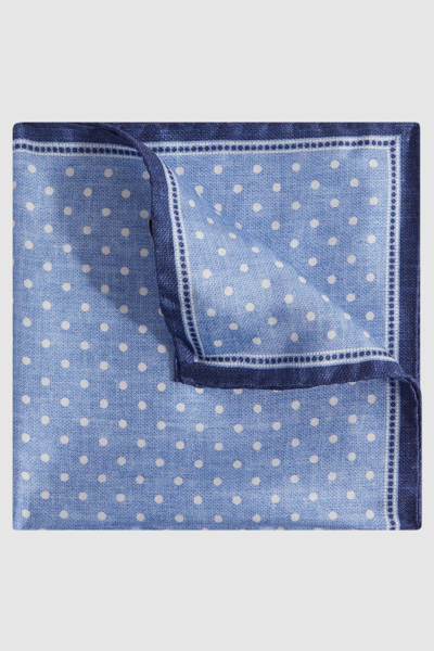 Reiss Vecchia - Sky Blue Silk Polka Dot Pocket Square, One