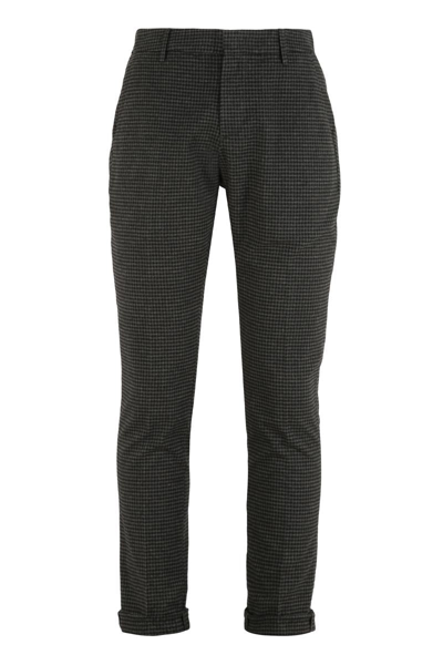 Dondup Gaubert Checked Cotton Trousers In Grey