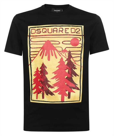 Dsquared2 Printed Cotton T-shirt In Black
