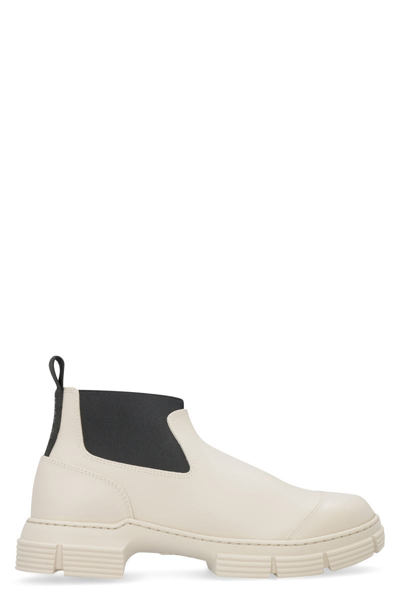 Ganni Recycled-rubber Ankle Boots In Sand