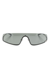 Gucci Square-g-motif Shield-frame Sunglasses In Silver